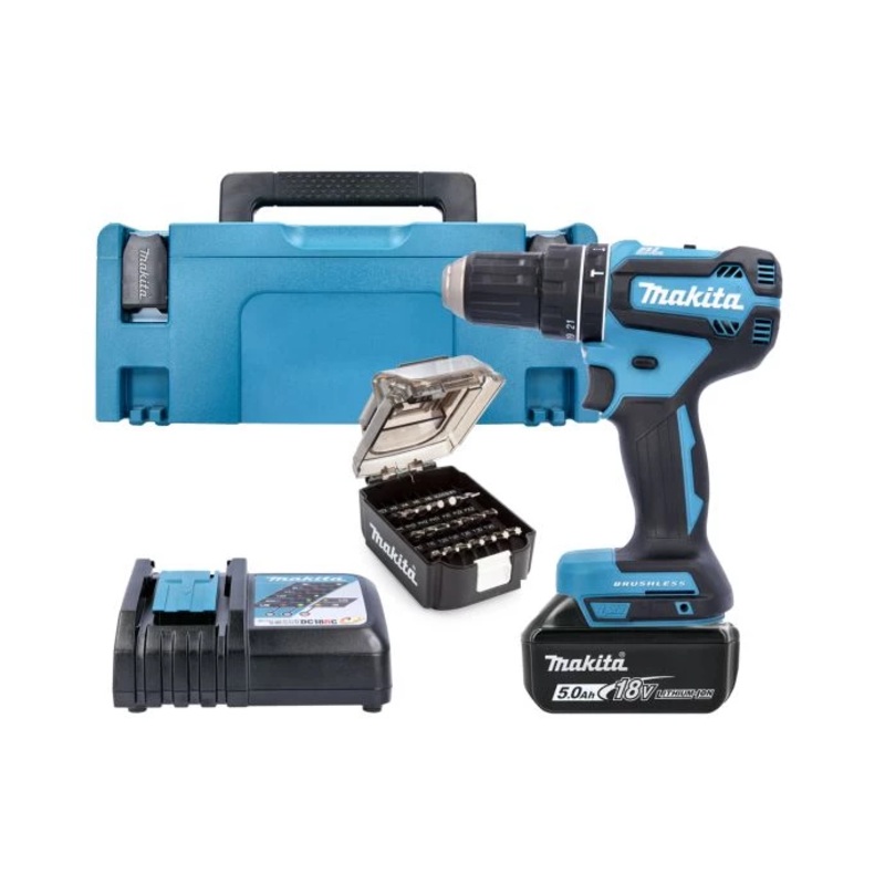 Makita DHP485TJX7 18V LXT Brushless Combi Drill with 1x 5.0Ah Batteries