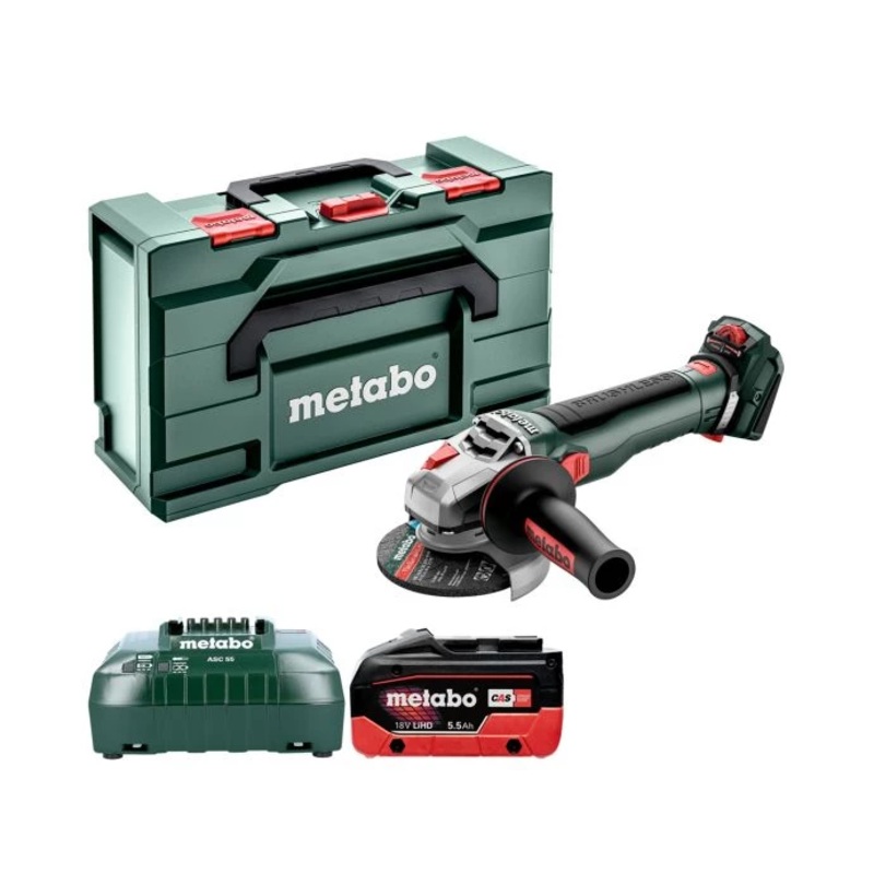 Metabo WVB 18 LT BL 11-115 Quick 18V Cordless Brushless 115mm Angle Grinder With 1 x 5.5Ah Battery, Charger & MetaBox