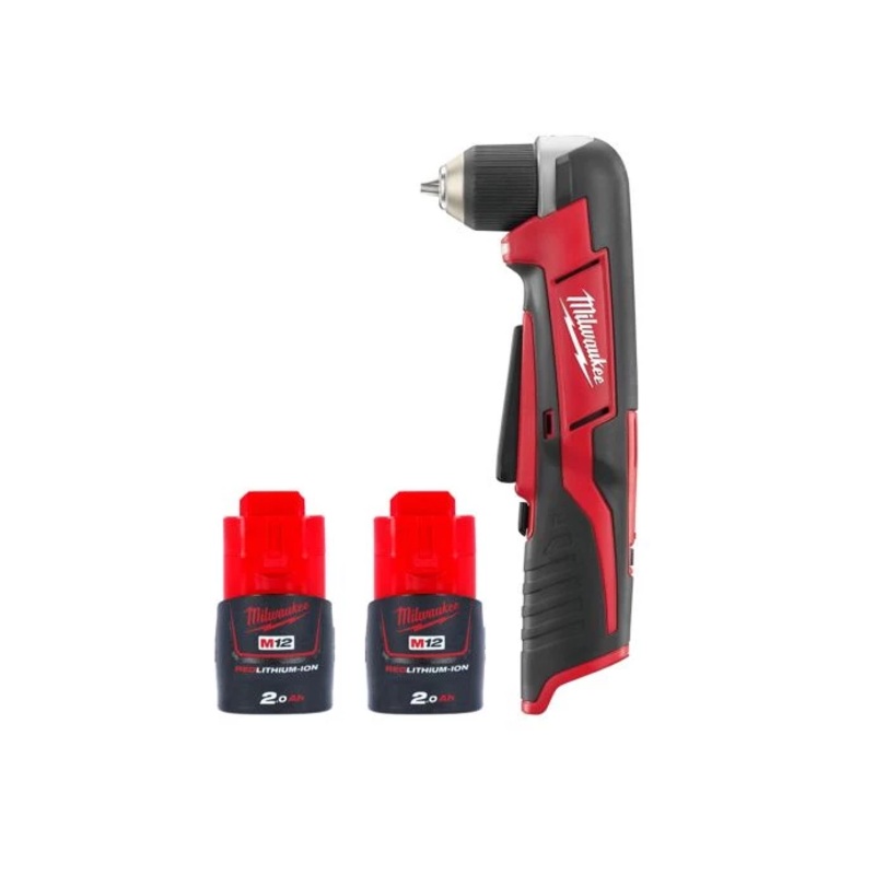 Milwaukee C12RAD 12V Cordless Right Angle Drill With 2 x 2.0Ah Batteries
