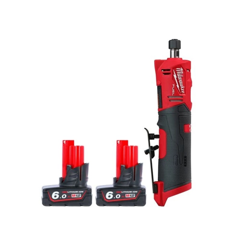 Milwaukee M12FDGS 12V Fuel Cordless Straight Die Grinder With 2 x 6.0Ah Batteries