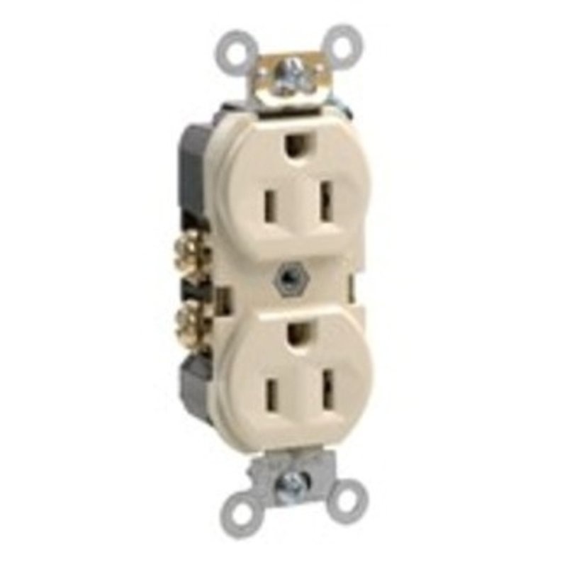 15A Commercial Grade Duplex Receptacle 5-15R Light Almond By Leviton BR15-T
