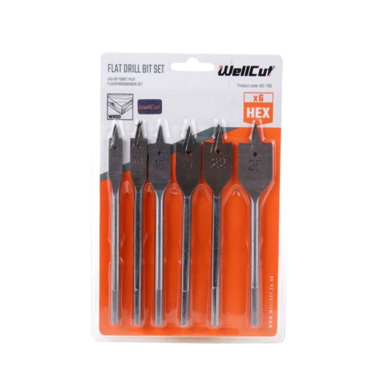 6 Piece Flat Wood Drill