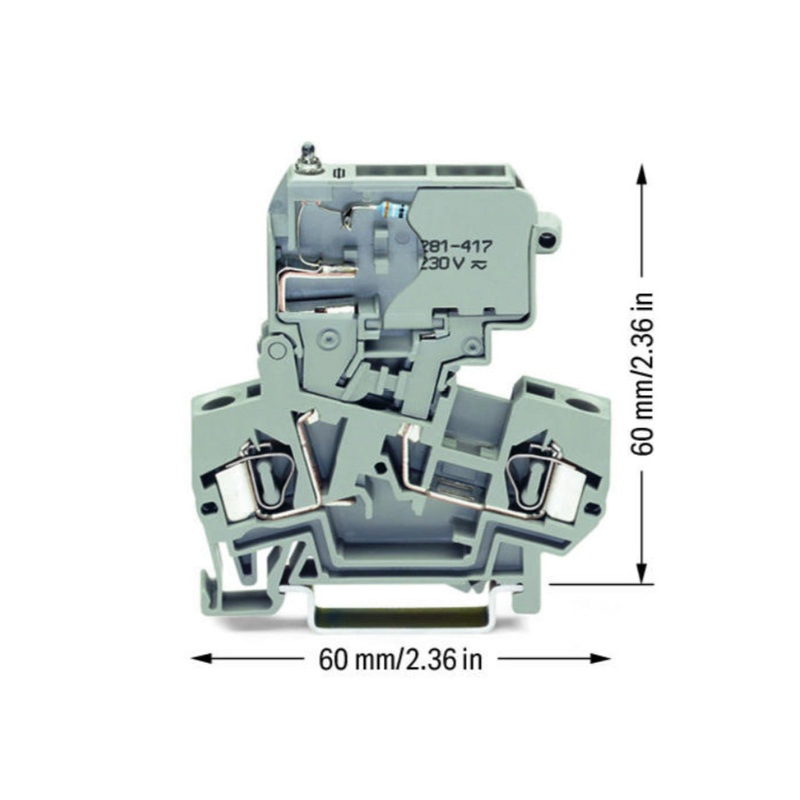 800V/10A 2-Conductor Fuse Terminal Block W/ Fuse Holder By Wago 281-611/281-417
