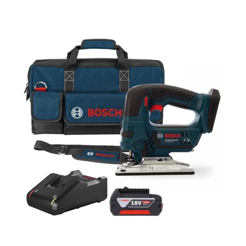 Bosch GST 18 V-LI B 18V Cordless Top Handle Jigsaw With 4.0Ah Battery, Charger and Tool Bag
