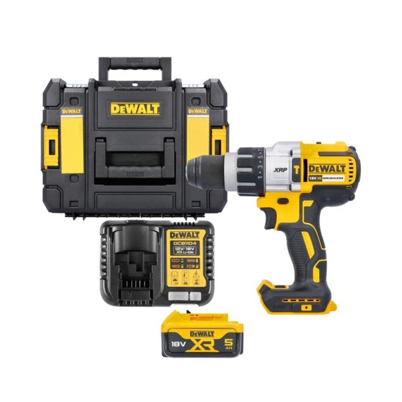 DeWalt DCD996 18V Cordless XRP 3 Speed Brushless Hammer Combi Drill With 1 x 5.0Ah Battery, Charger & Case