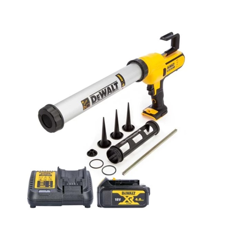 Dewalt DCE581 18V XR Cordless 300-600ml Caulking Gun With 1 x 4.0Ah Battery & Charger