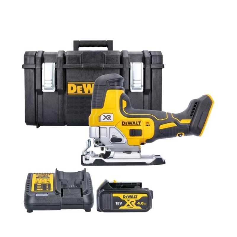 DeWalt DCS335N 18V XR Cordless Brushless Body Grip Jigsaw With 1 x 4.0Ah Battery, Charger & Case