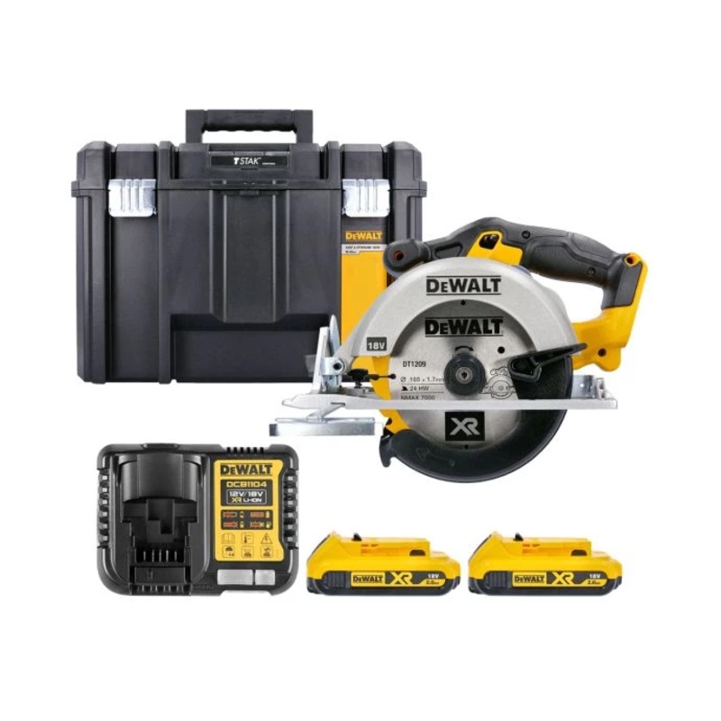 DeWalt DCS391 18V XR li-ion 165mm Circular Saw With 2 x 2.0Ah Batteries, Charger & Case