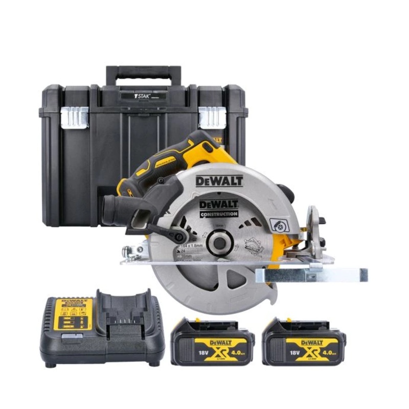 DeWalt DCS570 18V XR Cordless Brushless 184mm Circular Saw With 2 x 4.0Ah Batteries, Charger & TSTAK VI Case