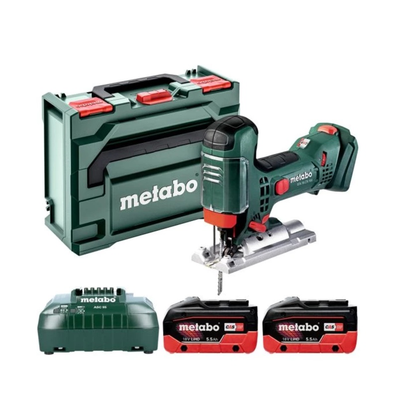 Metabo STA 18 LTX 100 18V Body Grip Cordless Jigsaw With 2 x 5.5Ah Batteries, Charger & MetaBOX