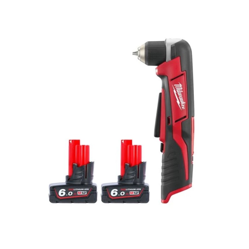Milwaukee C12RAD 12V Cordless Right Angle Drill With 2 x 6.0Ah Batteries