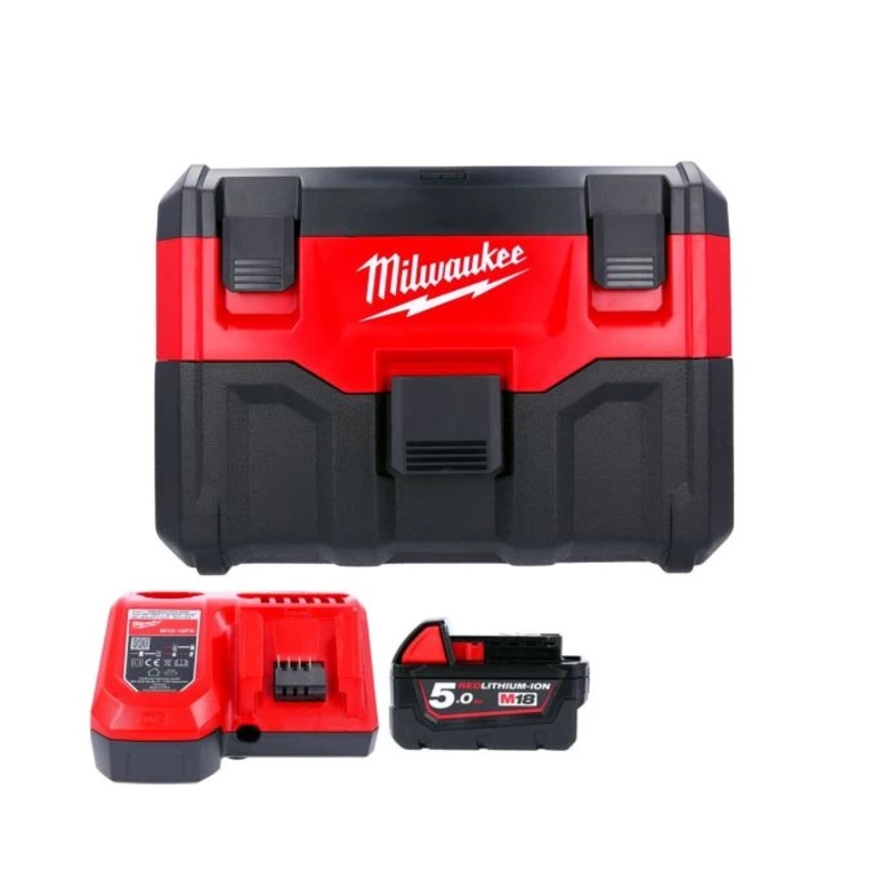 Milwaukee M18VC2 18V 2nd Generation Wet & Dry Vacuum Cleaner With 1 x 5.0Ah Battery & Charger