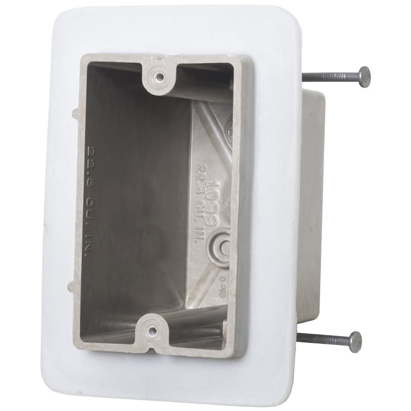 Switch/Outlet Box 1-Gang Depth: 3-9/16 Nail-On Non-Metallic By Allied Moulded 1099-NV