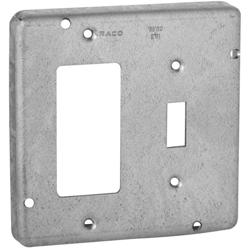 4-11/16 Square Exposed Work Cover (1) GFCI (1) Toggle Switch By Hubbell-Raco 858