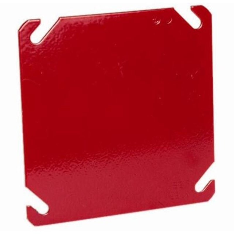 4 Square Fire Alarm Box Cover Red Drawn Metallic By Hubbell-Raco 911-8