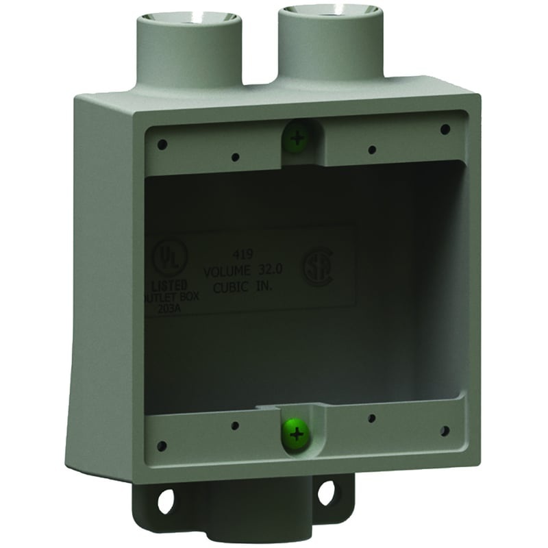 1/2 2FSD 2-Gang Iron Device Box By Hubbell-Killark 2FSD-1M