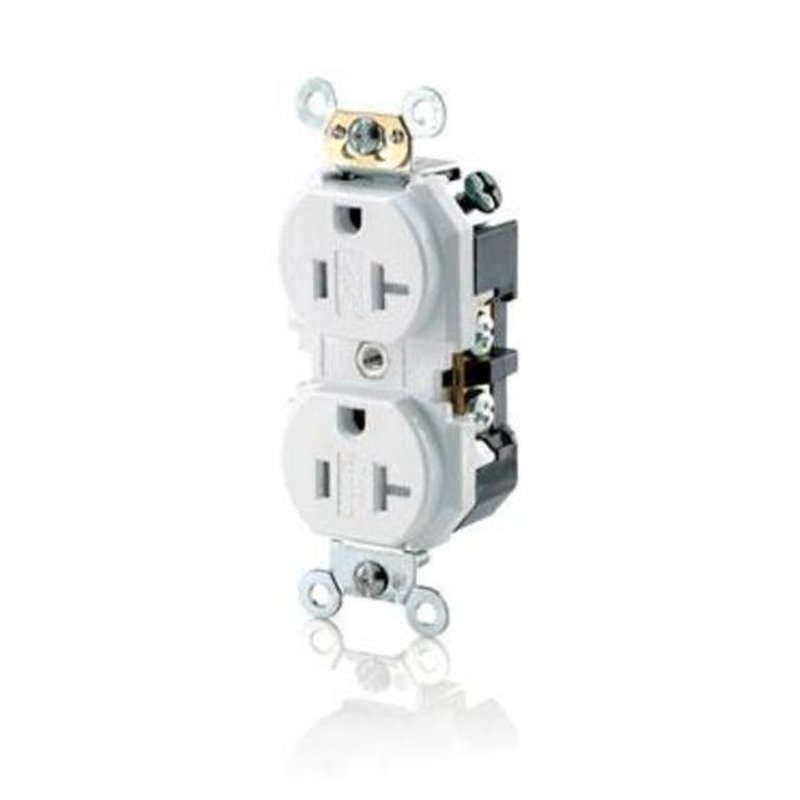 20A TR Commercial Grade Duplex Receptacle 5-20R White By Leviton TBR20-W