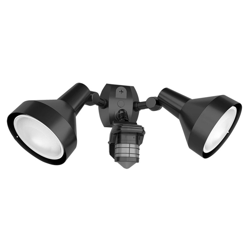 38W Dual-Head LED Floodlight w/ Motion Sensor Black By RAB STL360H/L