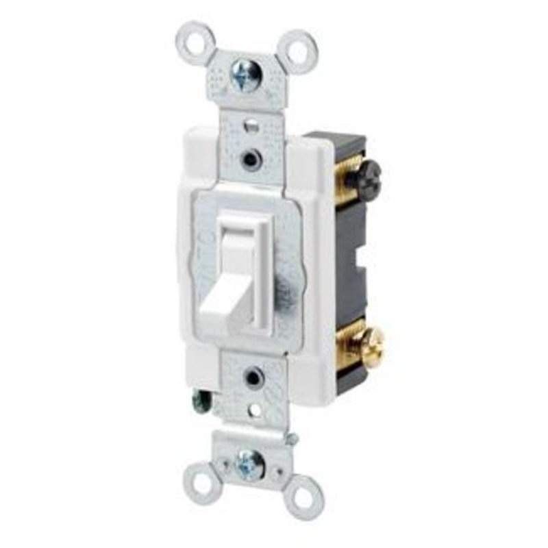 4-Way Switch Framed Toggle 15A 120/277V White Side Wired By Leviton 54504-2W