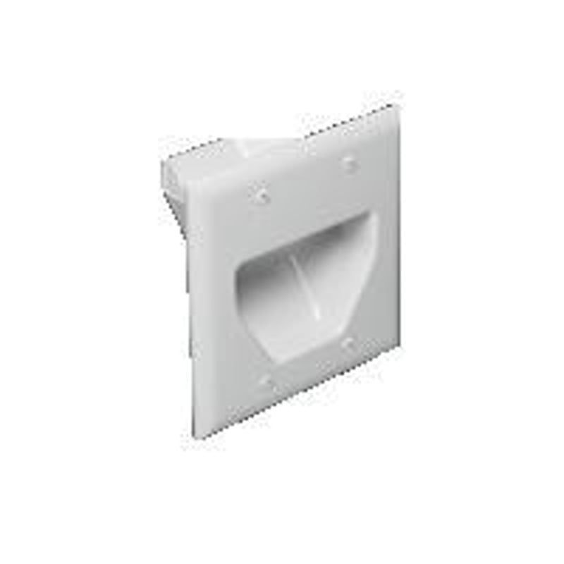 Cable Entrance Hood Non-Reversible 2-Gang Non-Metallic White. By DataComm Electronics 45-0002-WH