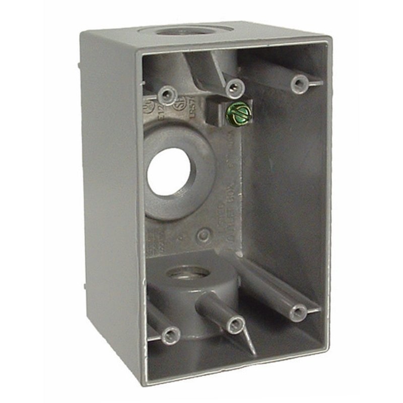 Weatherproof Box 1 Gang (3) 1/2 Outlets 2-5/8 Deep Aluminum Die Cast By Hubbell-Raco 5385-0