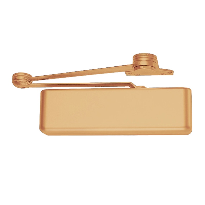 Cush Arm Door Closer Delayed Action Metal Cover Left Hand Satin Brass