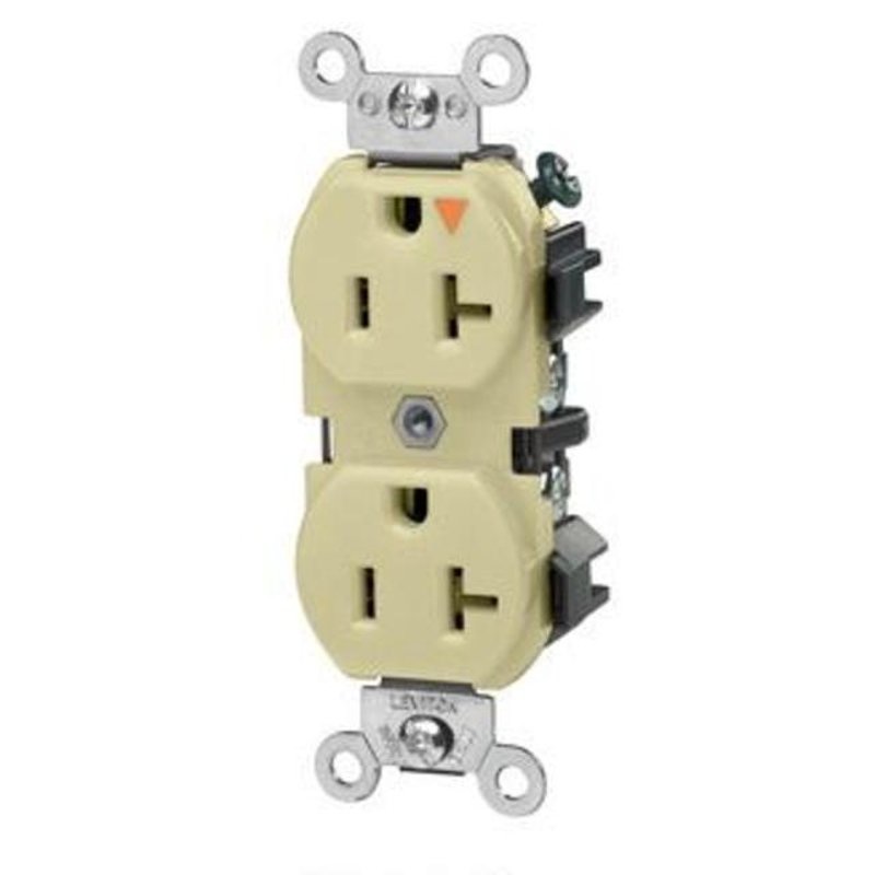 20A Industrial Grade Duplex Receptacle 5-20R Ivory By Leviton 5362-IGI