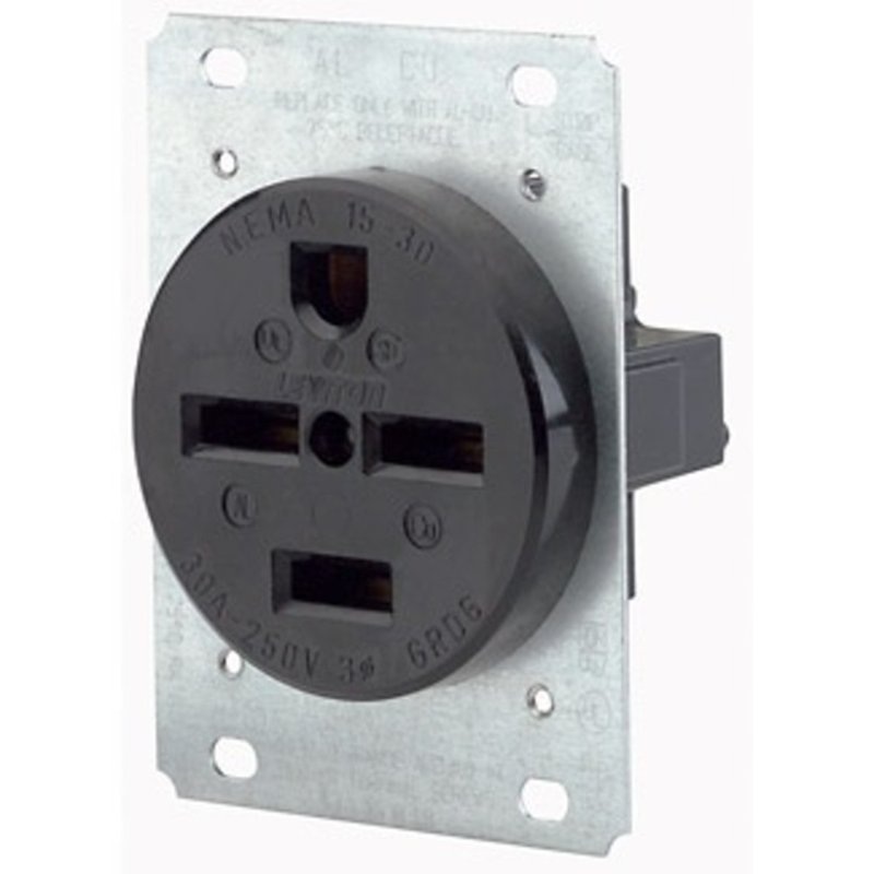 30 Amp Flush Mount Receptacle250V 3PH 15-30R Grounding By Leviton 8430