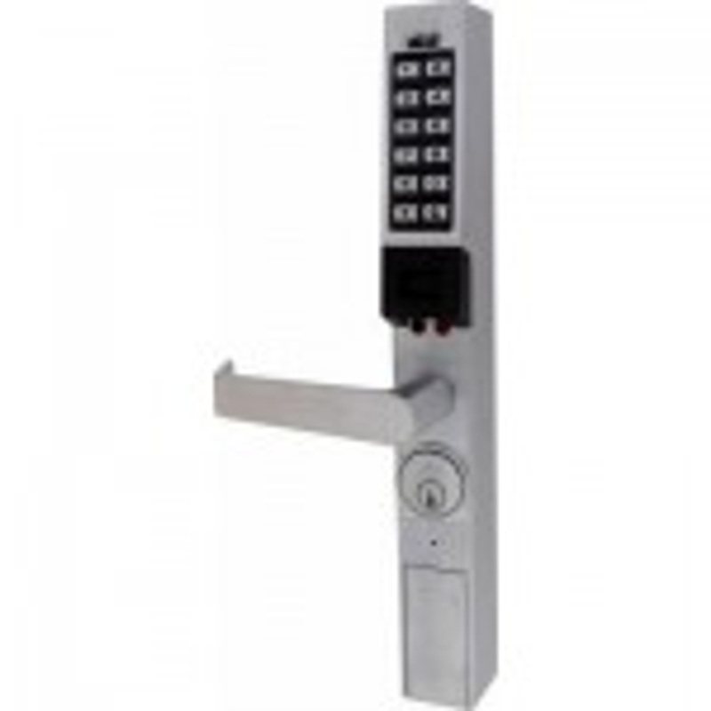 Alarm Lock PDL1300-26D1 Trilogy Series Narrow Style Digital PIN/PROX Keypad Lock with Straight Leverset in Satin Chrome