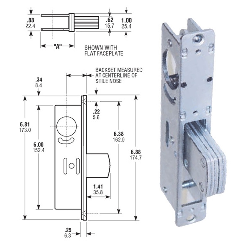 Door Deadbolt Mortise Non-Handed 1-1/8 Backset Aluminum/Duronodic With (2) Flat/Radius Faceplates – KAL DOOR HARDWARE