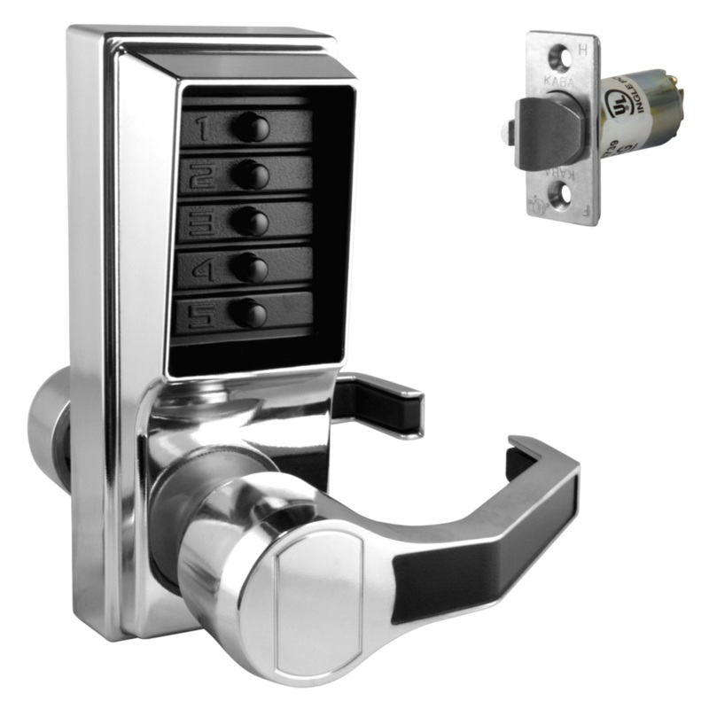Dormakaba Simplex LR1011-026-41 Pushbutton Lever Lock with no Key Override in Bright Chrome – KAL DOOR HARDWARE