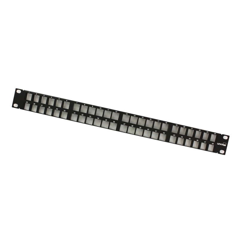 Flat QUICKPORT Patch Panel 48-port 1RU Black. Cable Management bar not included By Leviton 49255-Q48