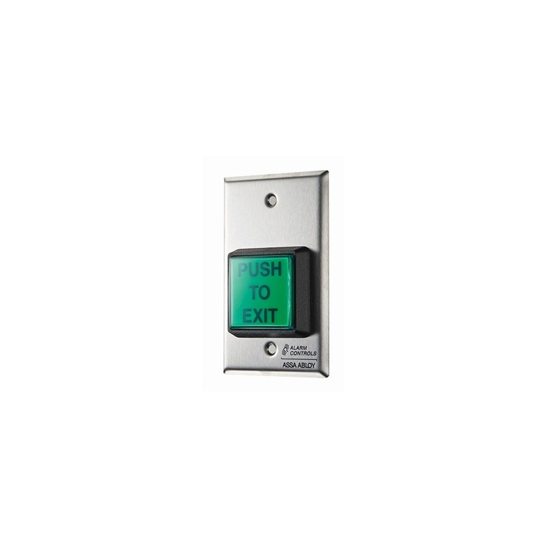 Alarm Controls TS-2T Pushbutton 2 Green Square Button PUSH TO EXIT SPDT w/Timer Single Gang Satin Stainless Steel – KAL DOOR HARDWARE
