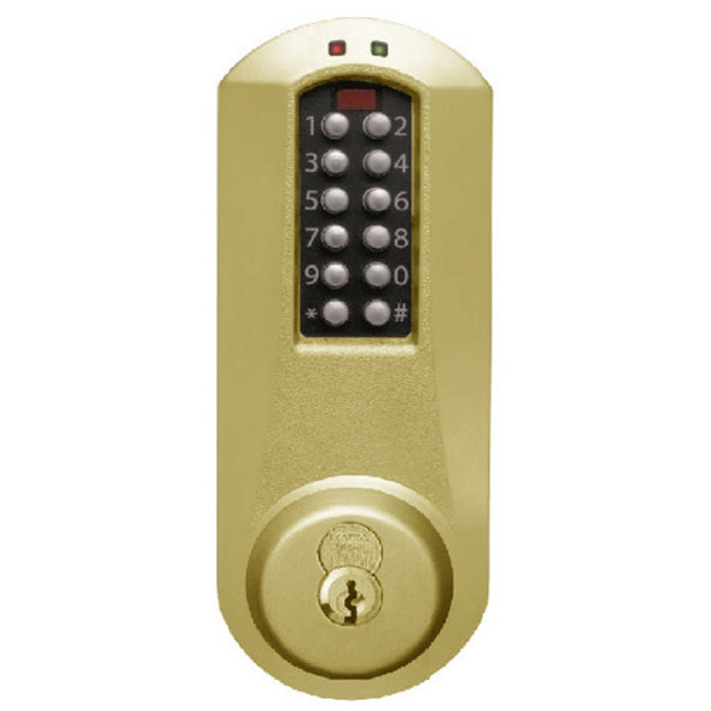 Eplex E5031MWK-606-41 Pushbutton Cylindrical Knob Lock with Medeco Core Override in Satin Brass – KAL DOOR HARDWARE