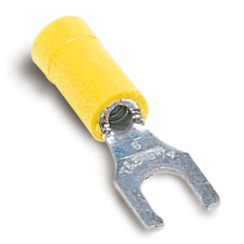 Locking Fork Terminal Vinyl Insulated 12-10 AWG #10 Stud Yellow By Thomas & Betts 10RC-10FL