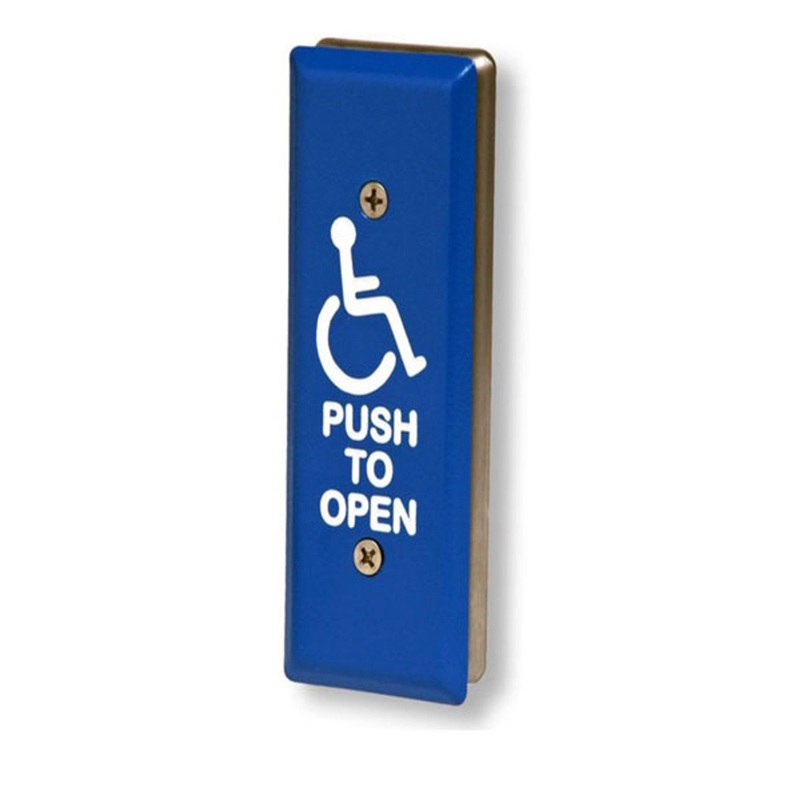 MS Sedco 59J-H BLUE Door Activation Switch Blue Face Plate Stainless Steel Jamb Switch WHEELCHAIR/PUSH TO OPEN