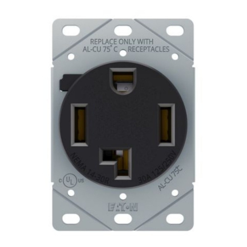 Range Receptacle Heavy Duty 30A 125/250V 3 Pole 4 Wire Black By Eaton Arrow Hart AH1257BK-F