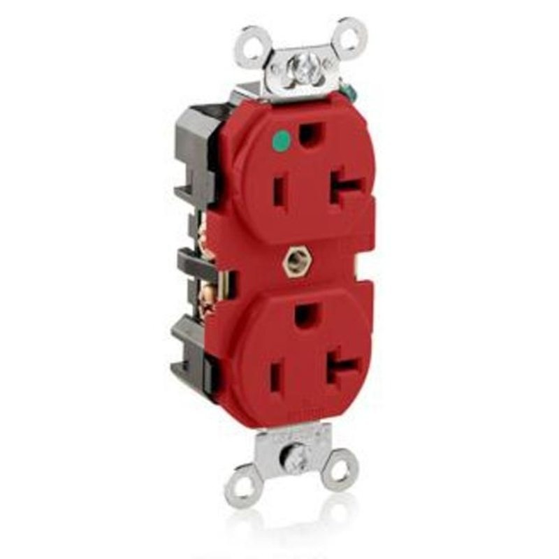 20A Hospital Grade Duplex Receptacle 5-20R Red By Leviton 8300-R