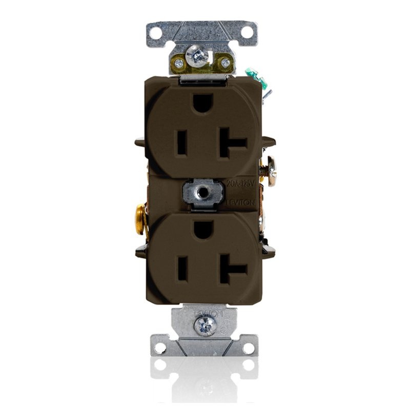 20A Industrial Grade Duplex Receptacle 5-20R Brown By Leviton 5352