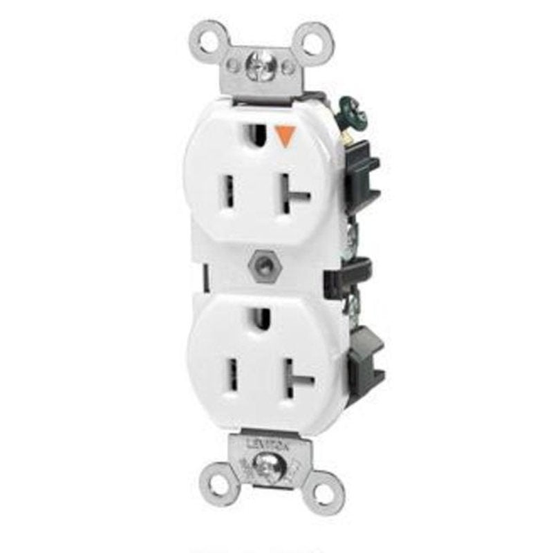20A Industrial Grade Duplex Receptacle 5-20R White By Leviton 5362-IGW