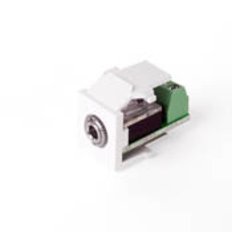 Stereo Jack QuickPort 3.5mm Snap-In Female/Screw Terminal White By Leviton 40839-SWS