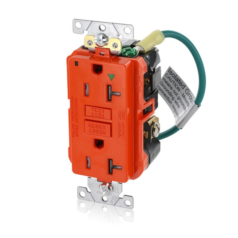 Tamper Resistant GFCI Receptacle 20A 125V Orange By Leviton GFTR2-IGO