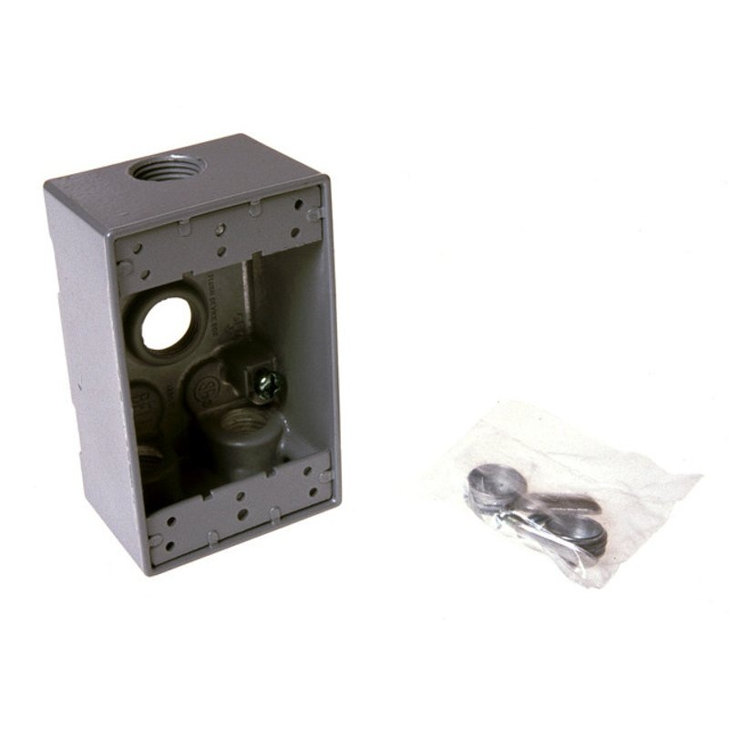 Weatherproof Box 1 Gang (4) 3/4 Outlets 2 Deep Aluminum Die Cast By Hubbell-Raco 5330-0