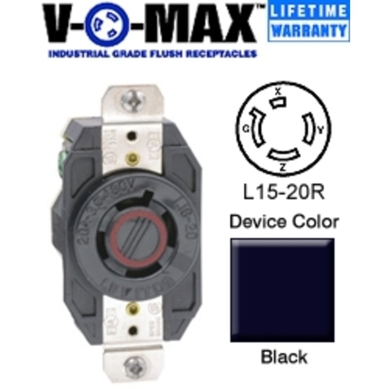 Locking Receptacle 20A 3PH 250V L15-20R 3P4W By Leviton 2420