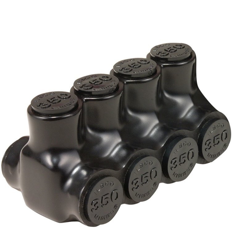 Multi-Tap Connector 4 Port 2 Side Entry 6 AWG to 350 MCM AL/CU By Ilsco PBTD-4-350