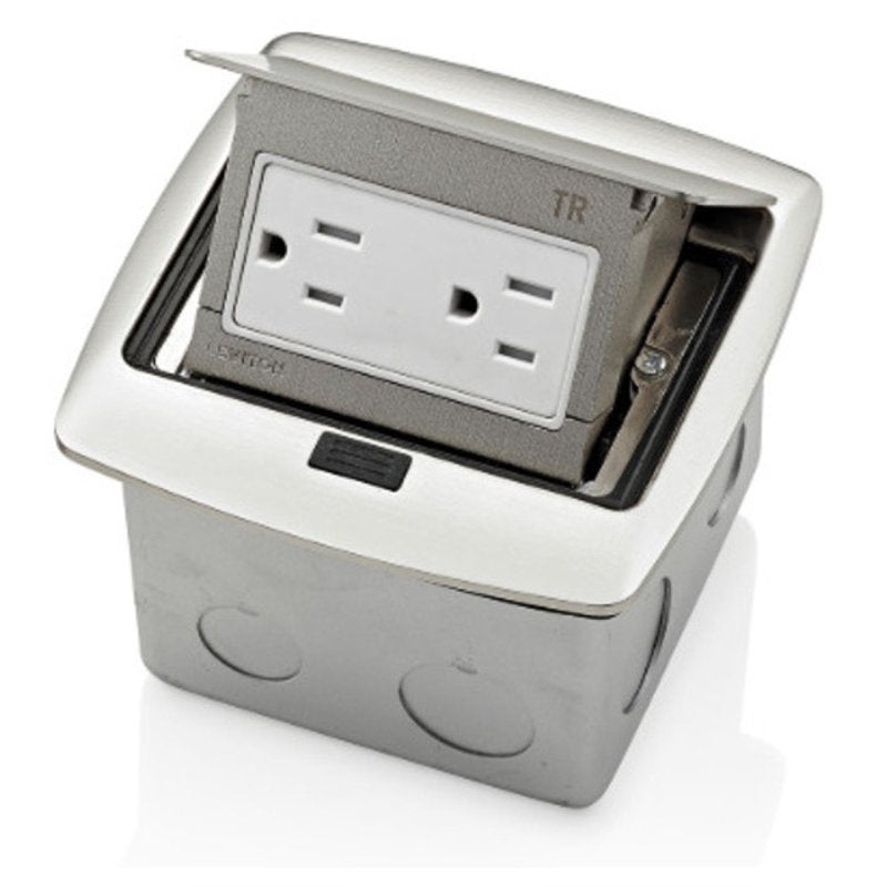 Pop-Up Floor Box Tamper-Resistant Outlet By Leviton PFTR1-BN
