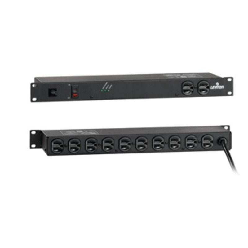 Power Strip Surge Protection 120V 15A 12-Outlet 19 Rack Mount Black By Leviton 5500-190