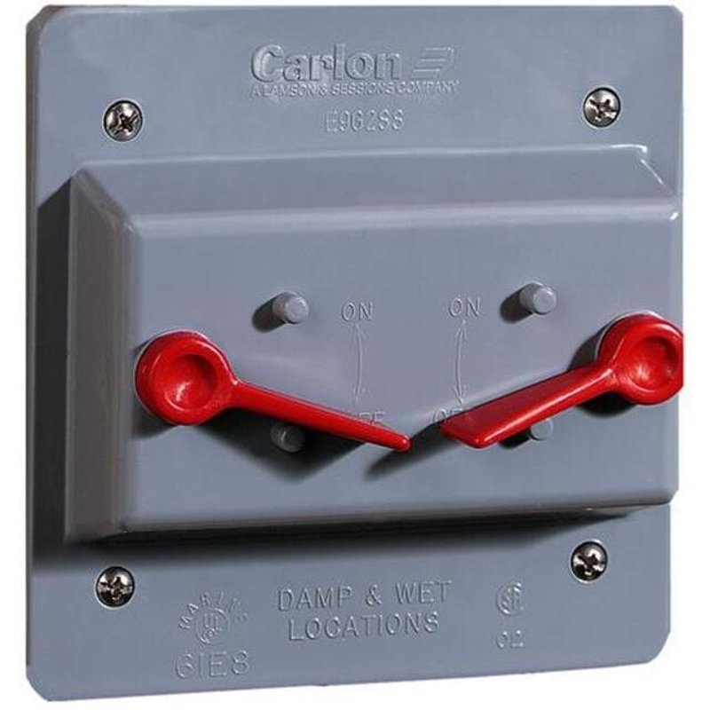 Weatherproof Cover 2-Gang (2) Toggle Switch Vertical Non-Metallic Gray By Carlon E9G2SSN