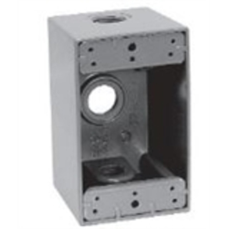 Weatherproof Outlet Box 1 Gang (3) 3/4 Outlets 2-5/8 Deep Aluminum Die Cast Gray By Cooper Crouse-Hinds TP7078