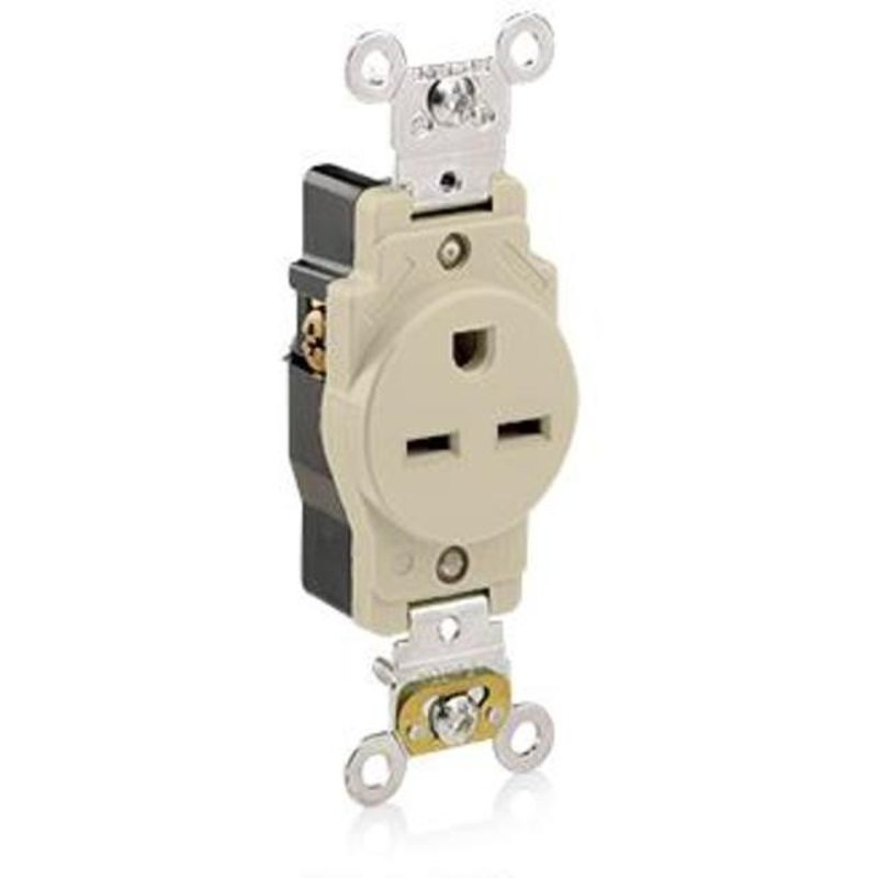 20A Industrial Grade Single Receptacle 5-20R Ivory By Leviton 5661-I